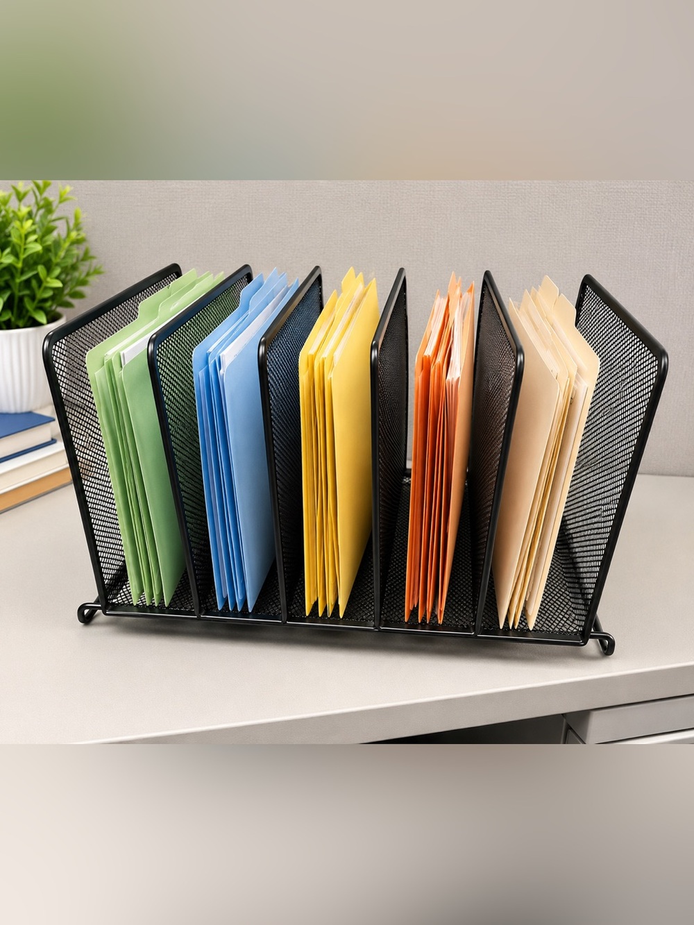 Source Unknown Multi-Color Mesh Desk File Organizer | Green Blue Yellow Orange